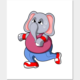 Elephant at Fitness - Jogging with Sweatband Posters and Art